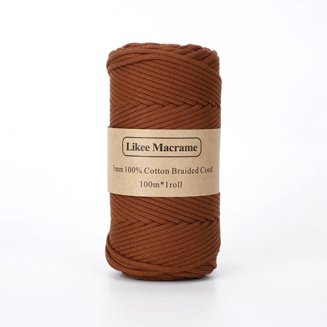 Fil macramé tressé marron 3 mm