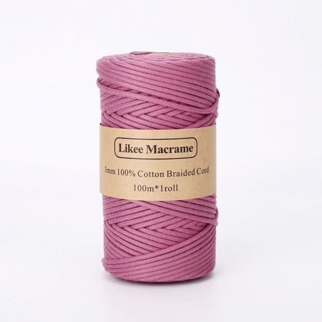 Fil macramé tressé mauve 3 mm