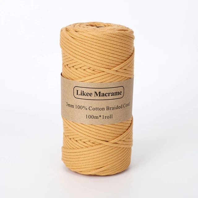 Fil macramé tressé moutarde 3 mm