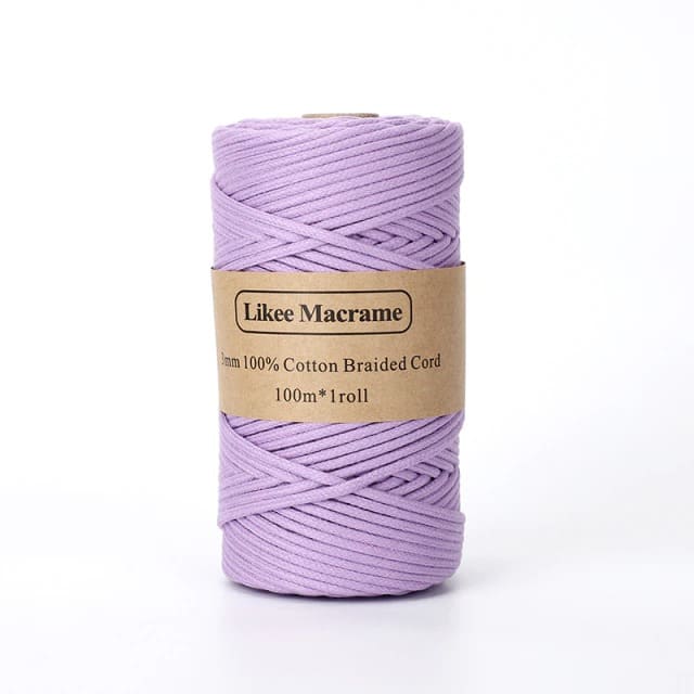 Fil macramé tressé violet 3 mm
