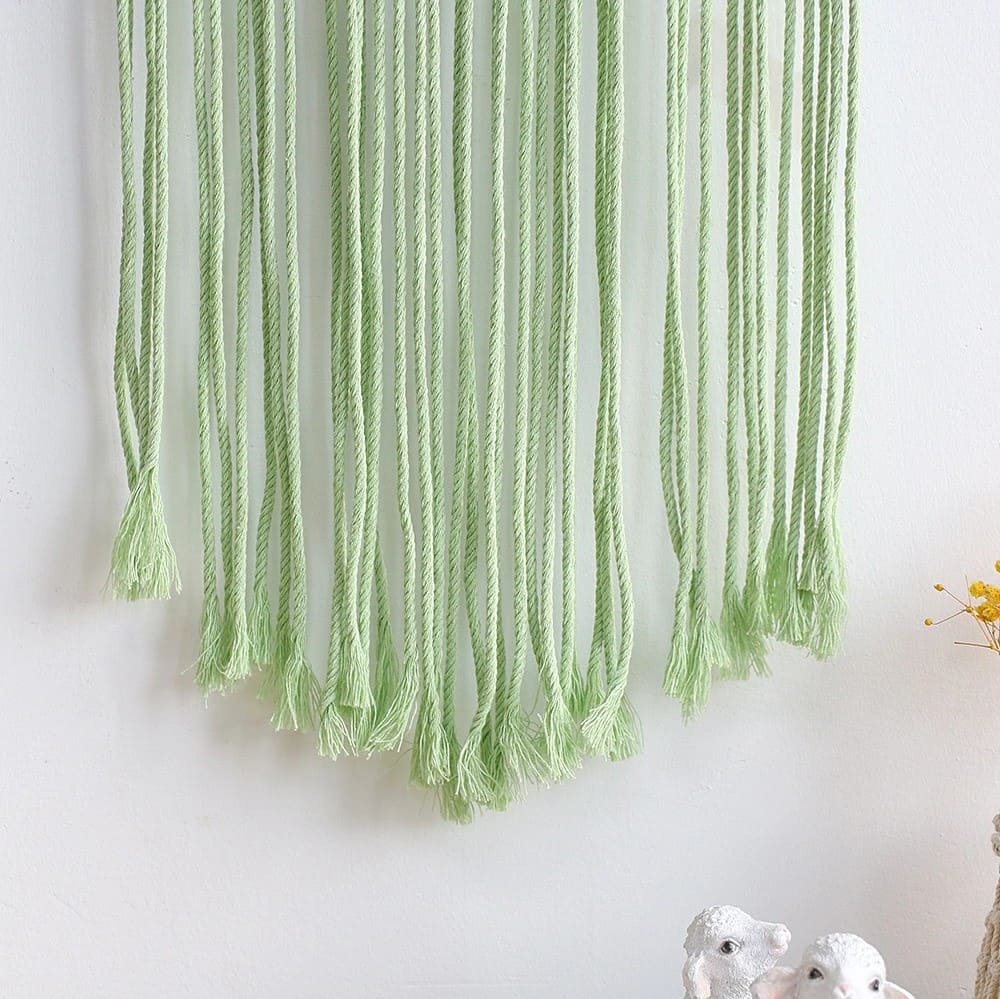 Grand miroir macramé vert