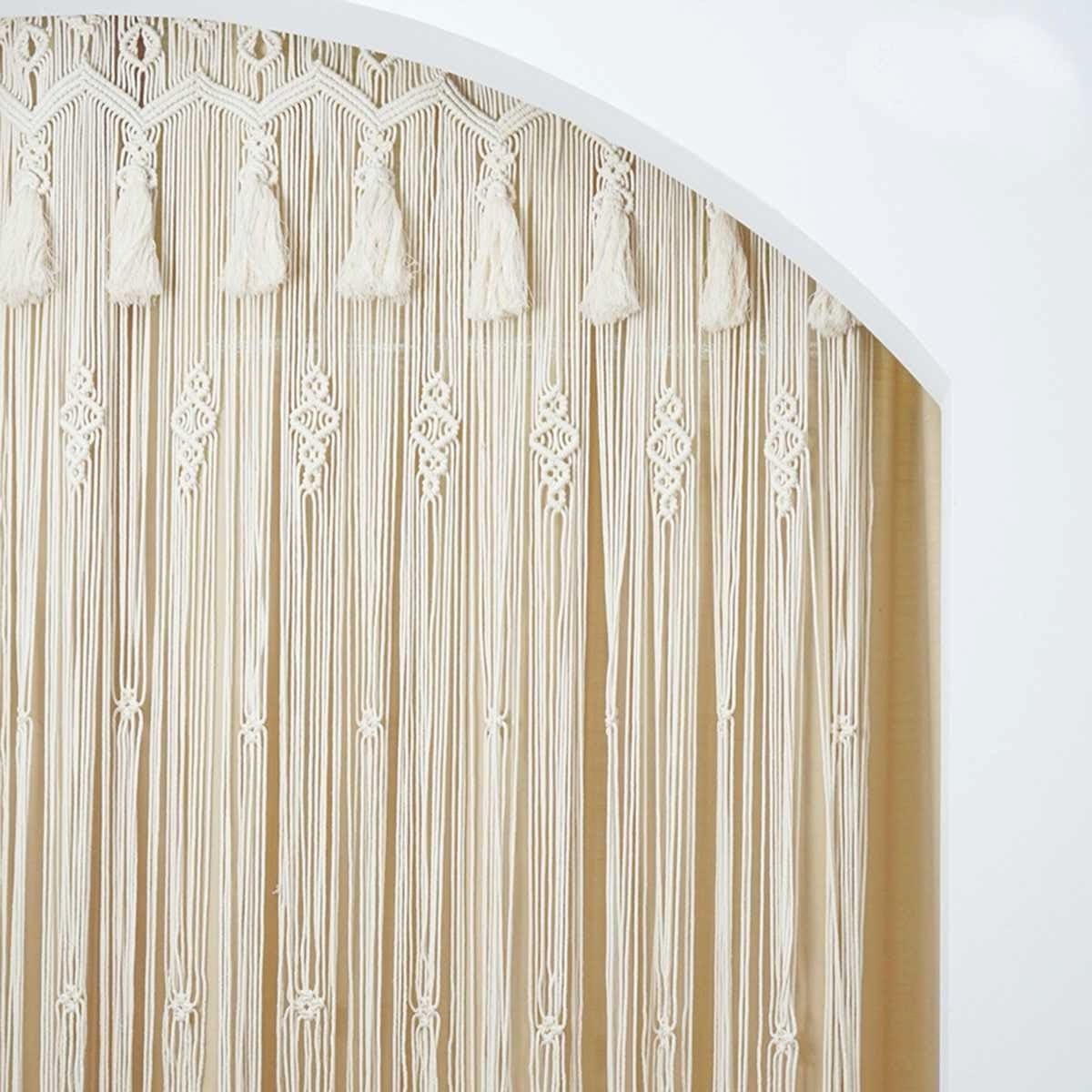 Grand rideau macramé et pompon