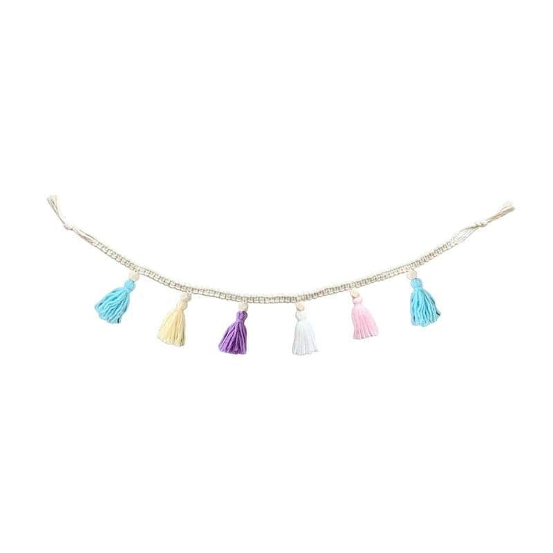 Guirlande macramé pompon multicolore