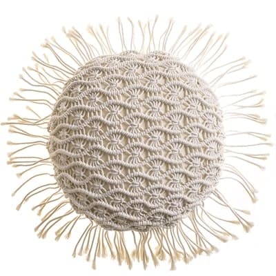 Coussin Macramé Rond Beige
