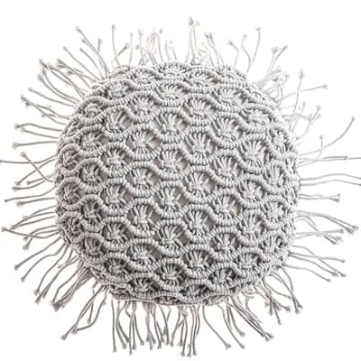 Coussin Macramé Rond Gris