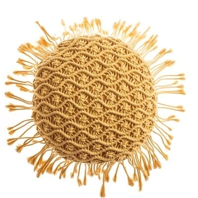 Coussin Macramé Rond Jaune