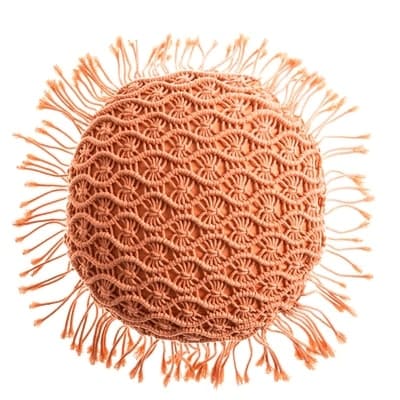 Coussin Macramé Rond Orange