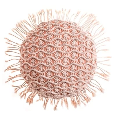 Coussin Macramé Rond Rose