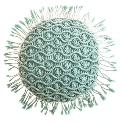 Coussin Macramé Rond Vert