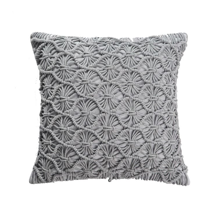 Coussin style macramé gris