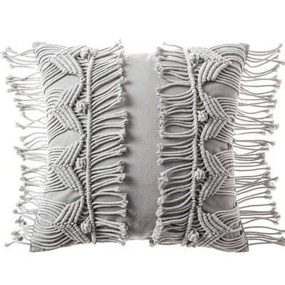 Coussin bohème chic macramé gris