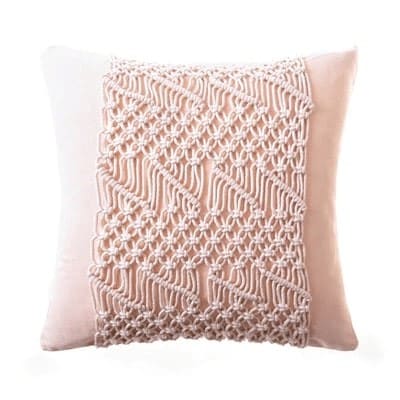 Coussin macramé extérieur beige