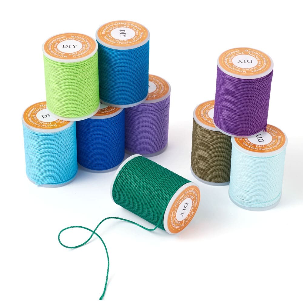 9 bobines de fil ciré Linhasita 1 mm bleu vert violet