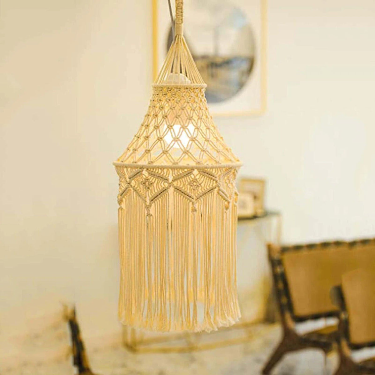 Luminaire macramé bohème
