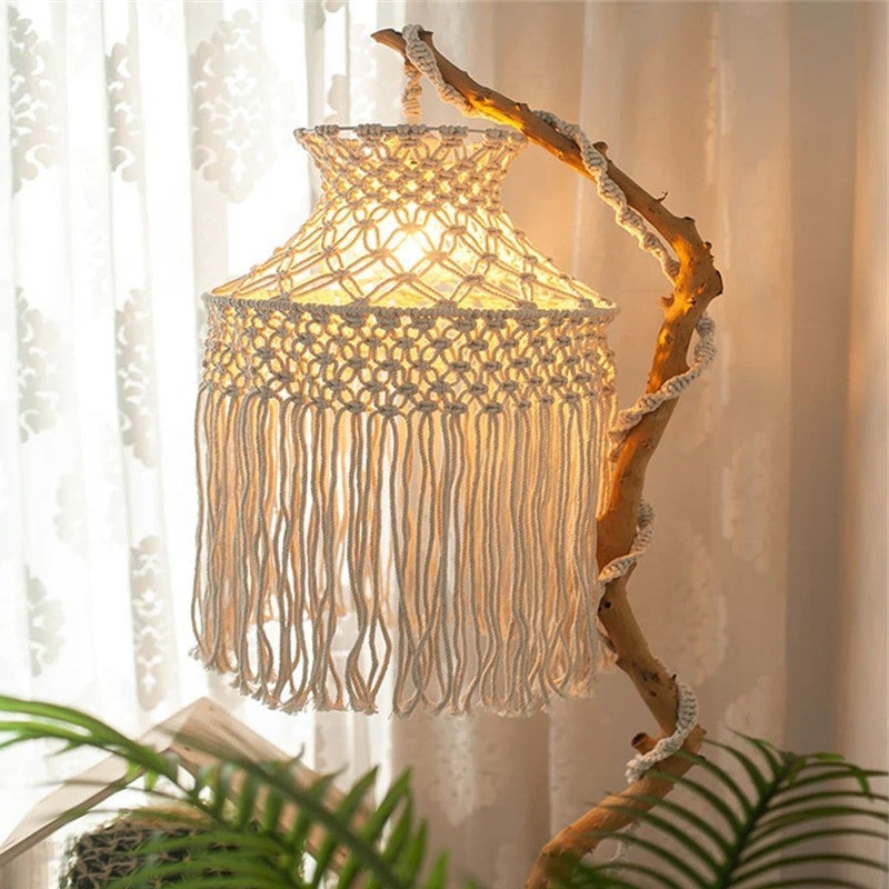 Abat-jour en macramé Boho suspension suspendue couverture de lumière Abat-jour en macramé Boho suspension suspendue couverture de lumière