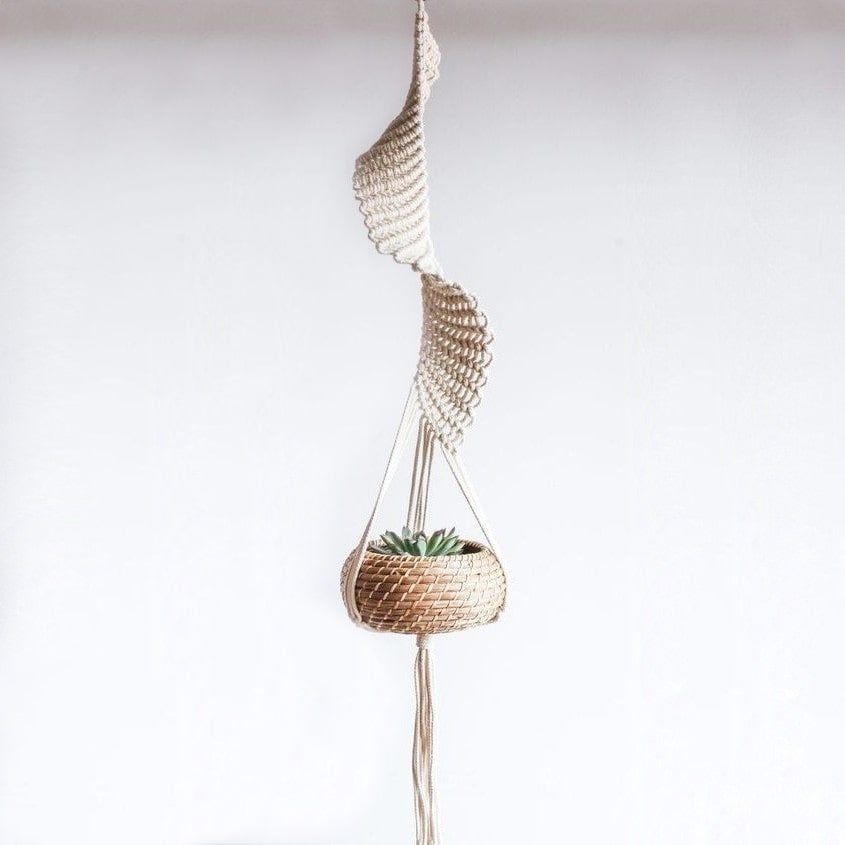 Pot de fleurs en macramé fait à la main panier suspendu corde