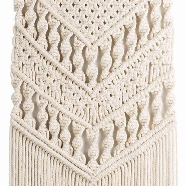 Macramé blanc bohème frange longue