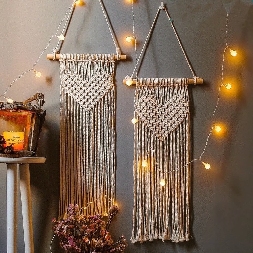 Macramé tissage coeur