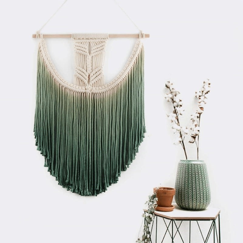 Tenture macramé vert dégradé