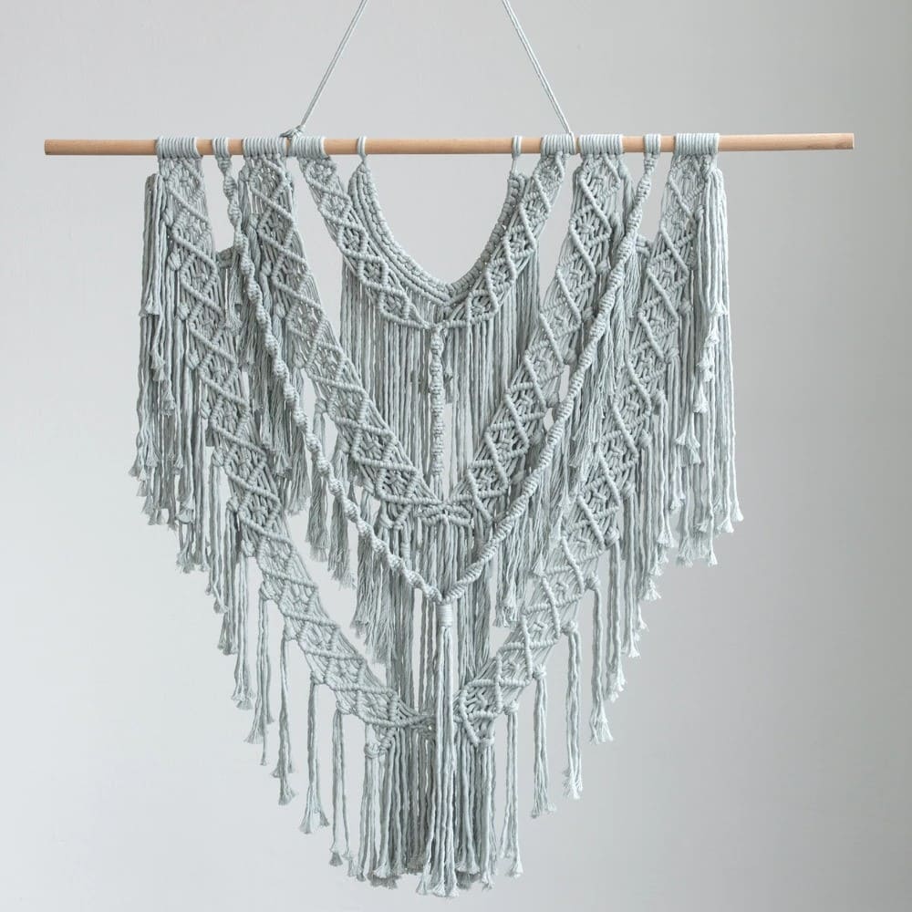 Macramé mural gris