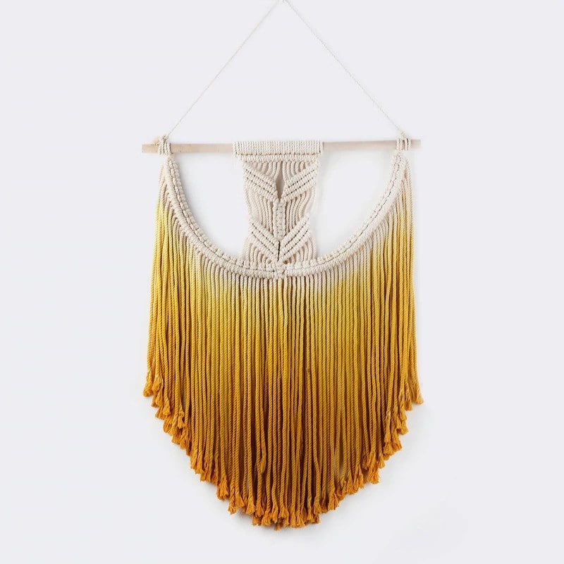 Tenture macramé jaune dégradé