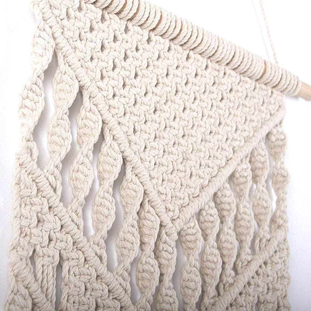 Macramé blanc bohème frange longue