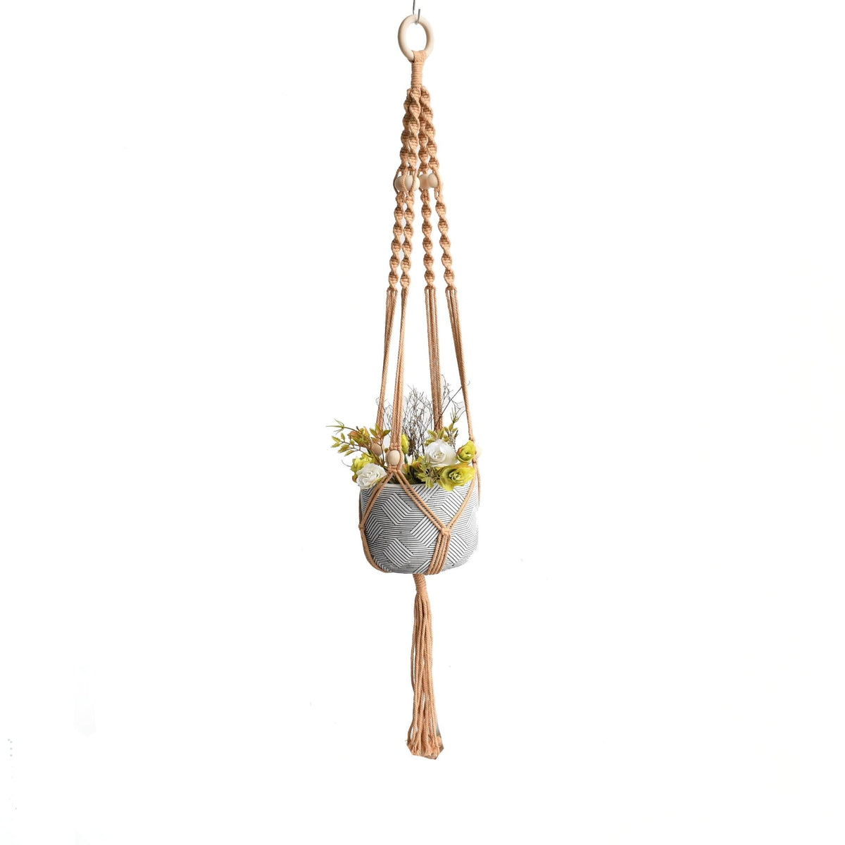 Macramé suspension pour plante ocre