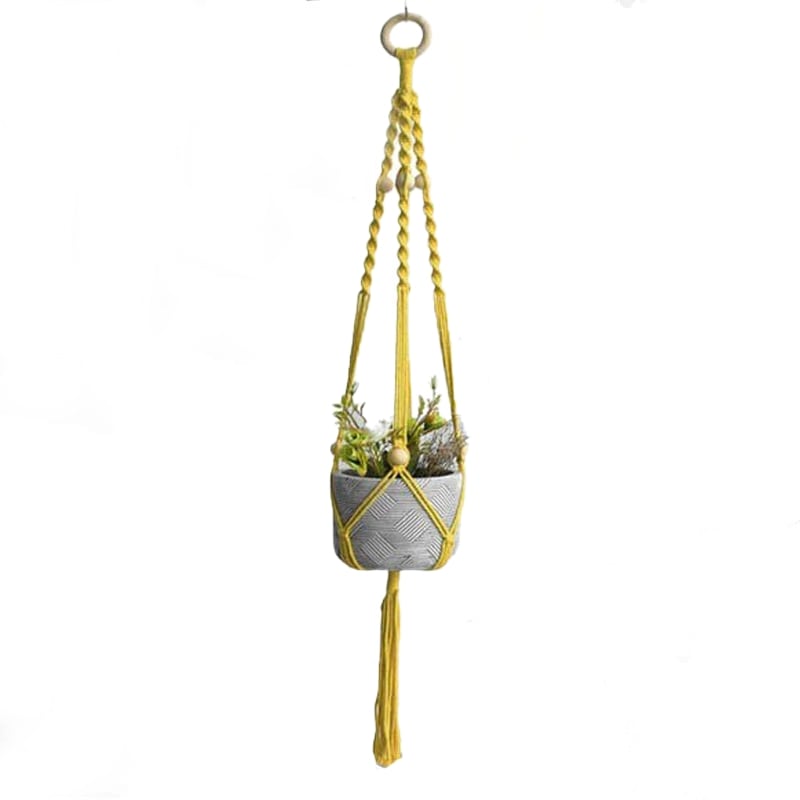 Macramé suspension pour plante jaune