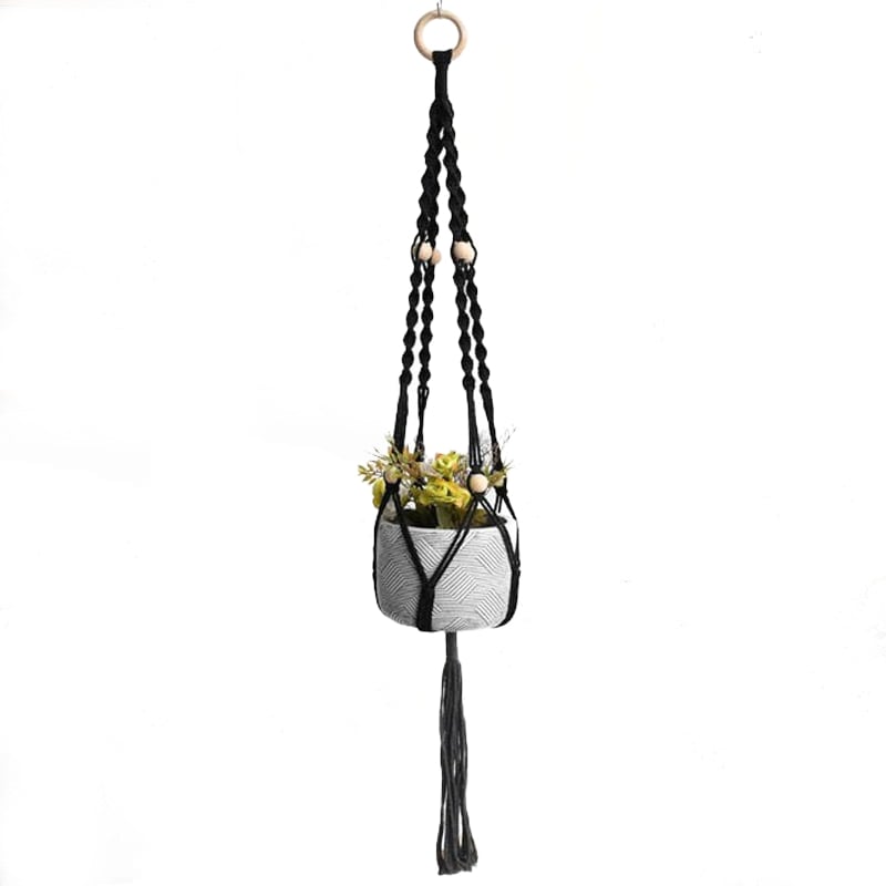 Macramé suspension pour plante noire
