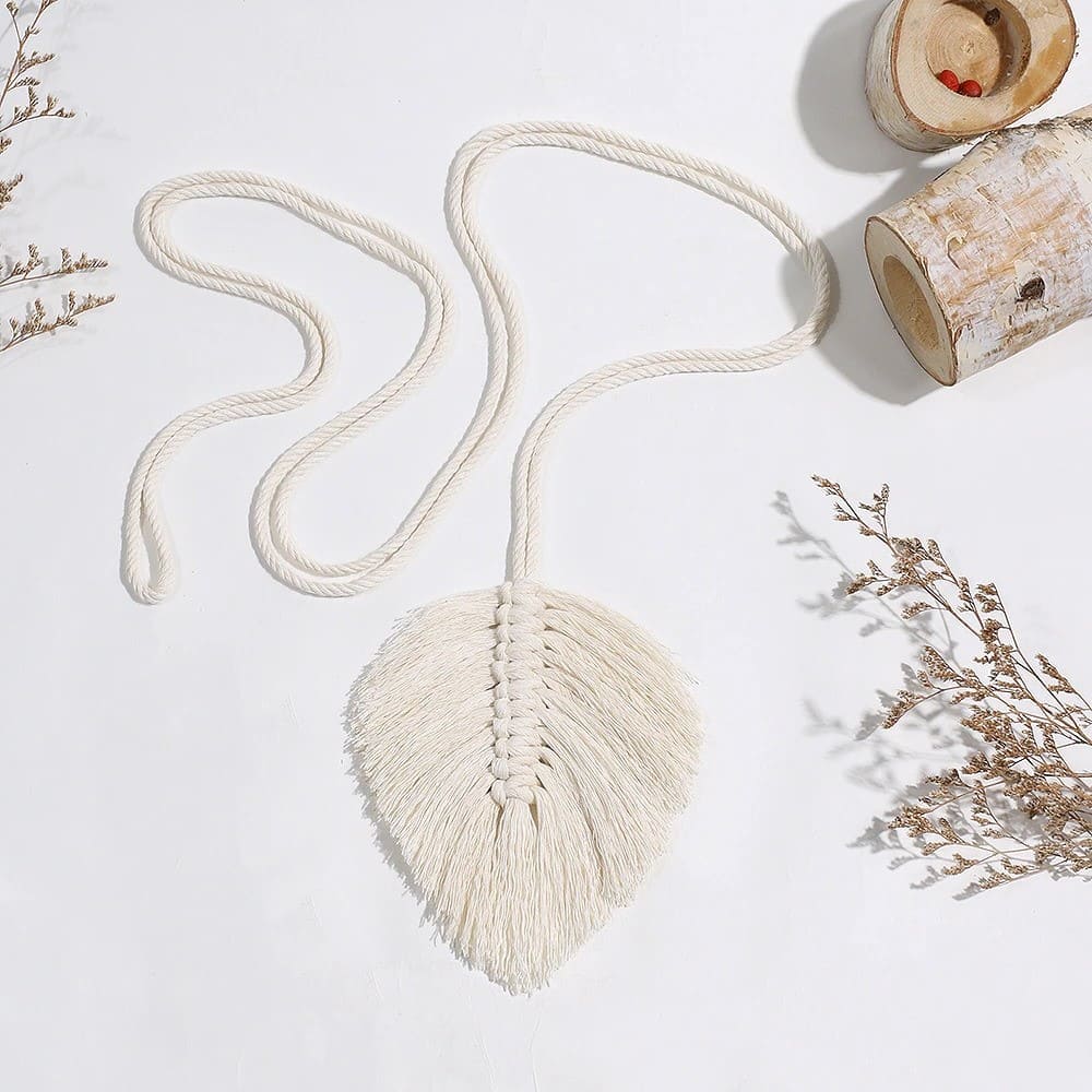Macramé attache rideau feuille
