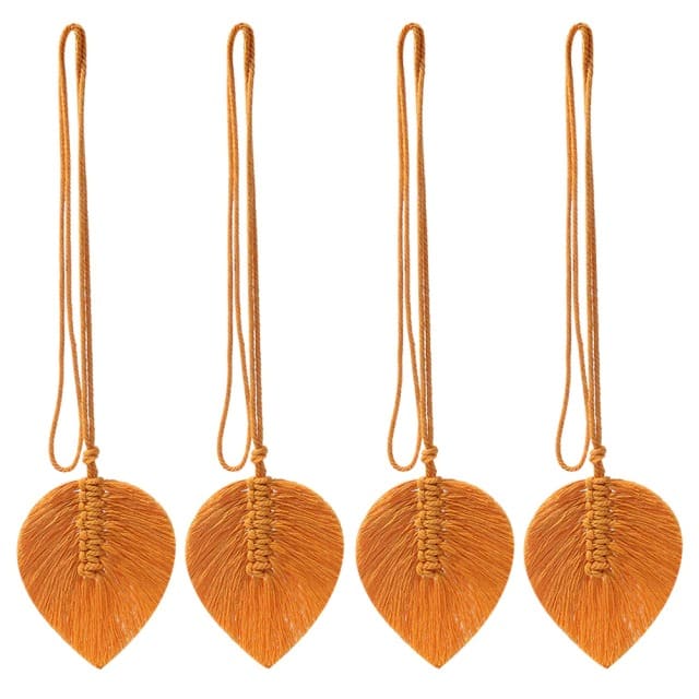 Macramé attache rideau feuille orange
