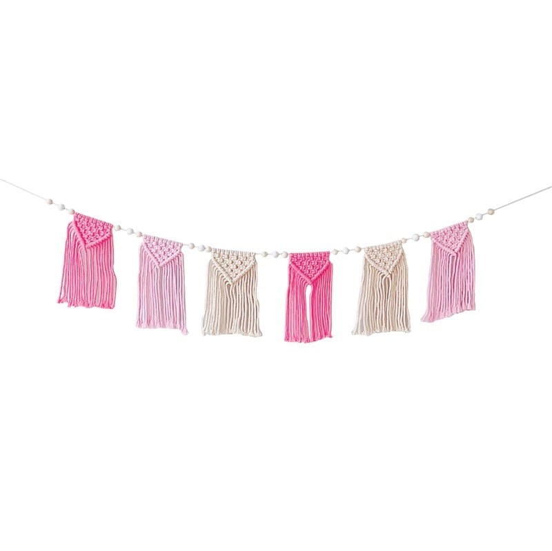Macramé guirlande rose