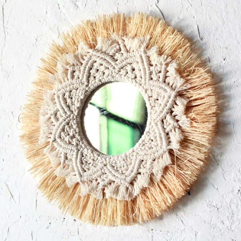 Miroir doré macramé