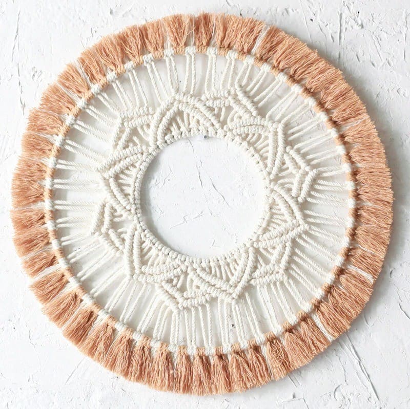 Miroir mandala macramé