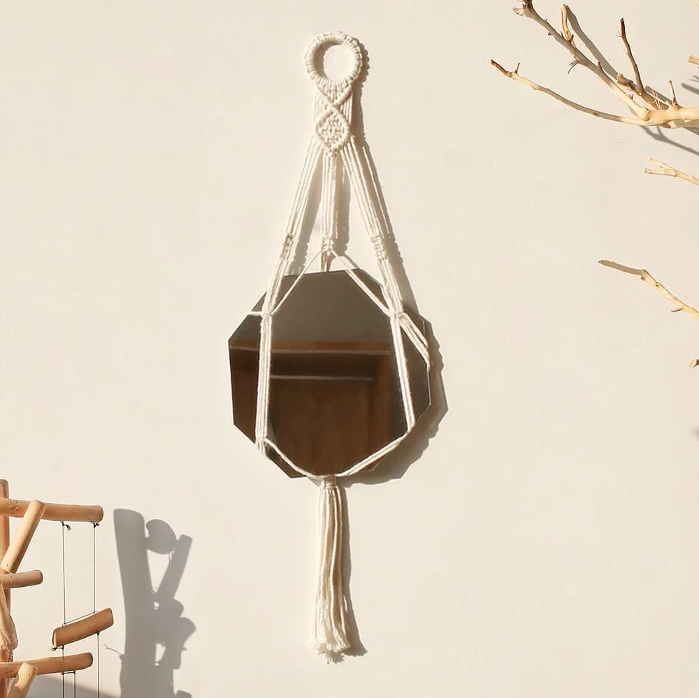 Miroir suspendu macramé