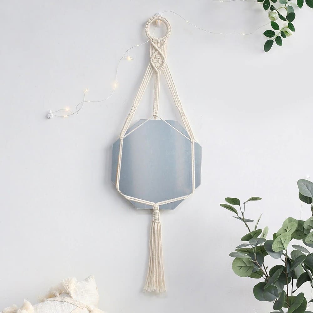 Miroir suspendu macramé