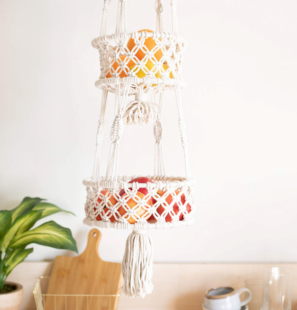 Panier fruit macramé