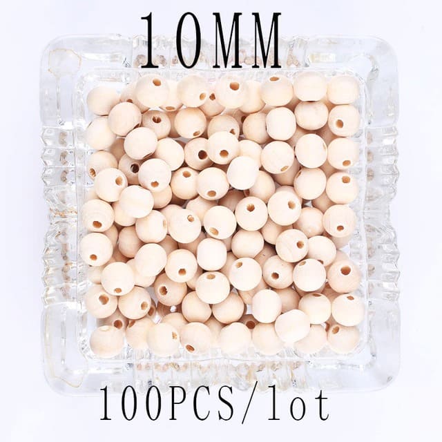 Perles en bois pour macramé 10 mm