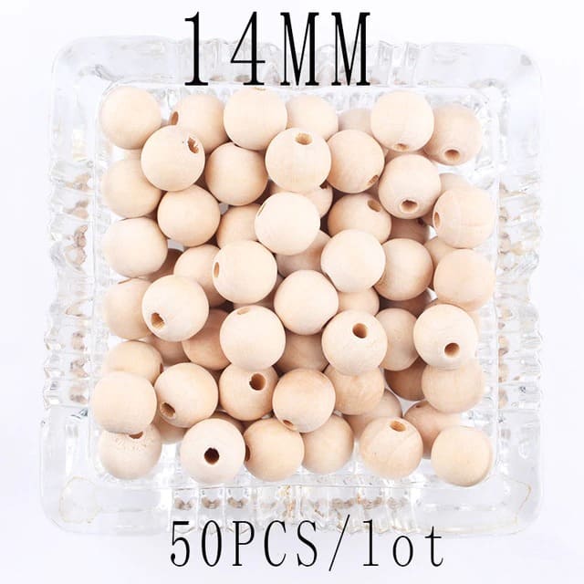 Perles en bois pour macramé 14 mm