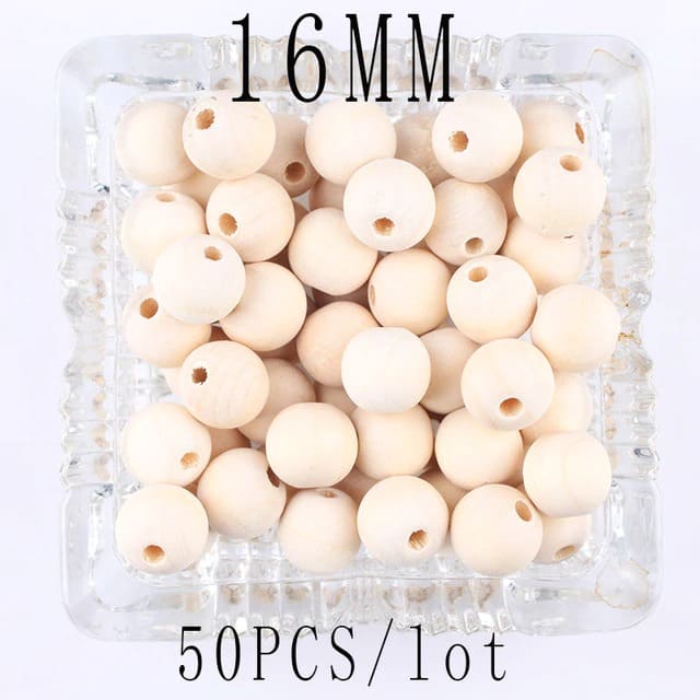 Perles en bois pour macramé 16 mm