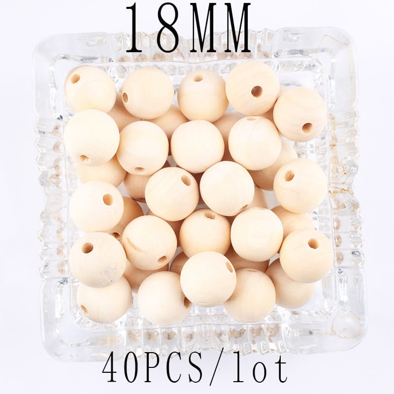 Perles en bois pour macramé 18 mm