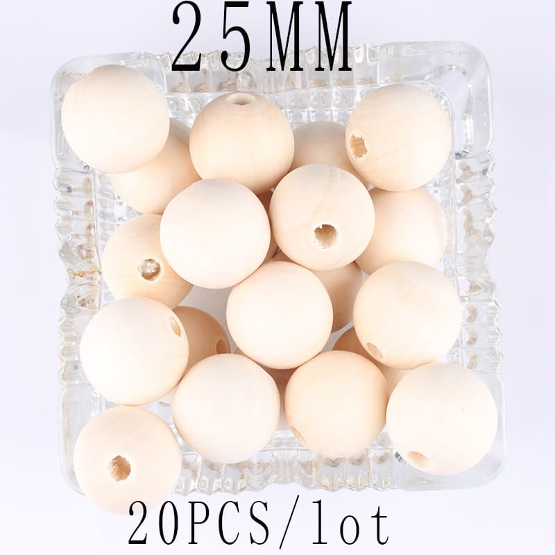 Perles en bois pour macramé 25 mm