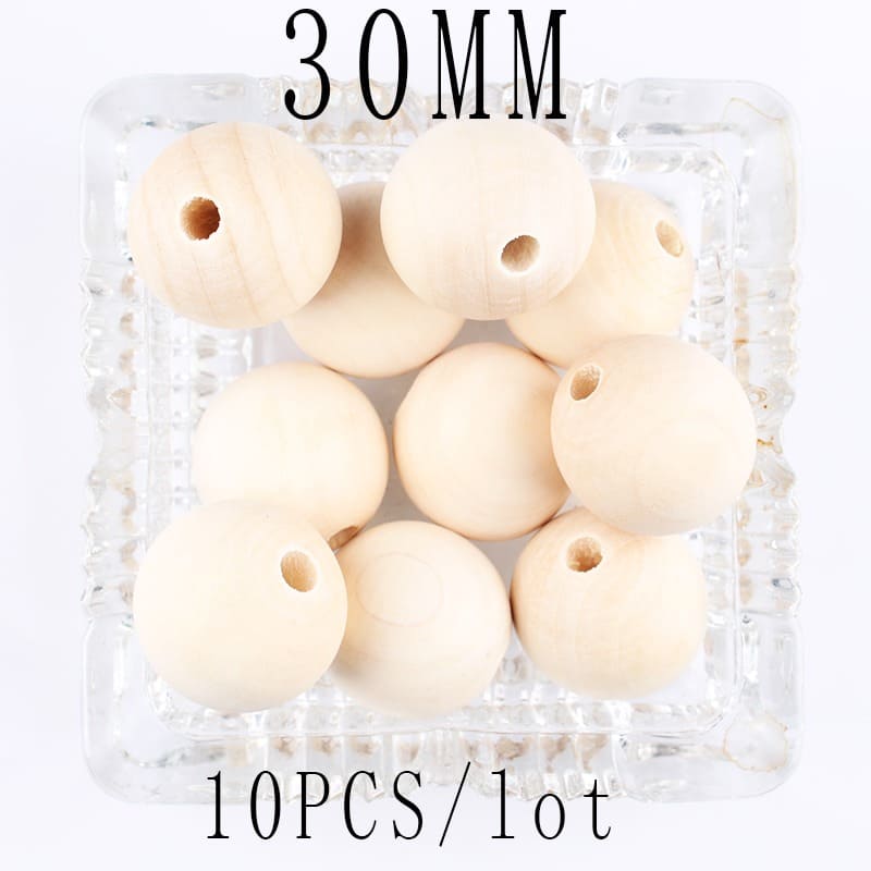 Perles en bois pour macramé 30 mm