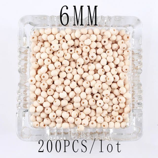 Perles en bois pour macramé 6 mm