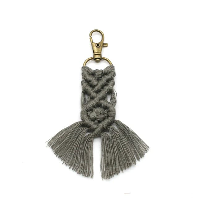 Petit porte clé macramé gris