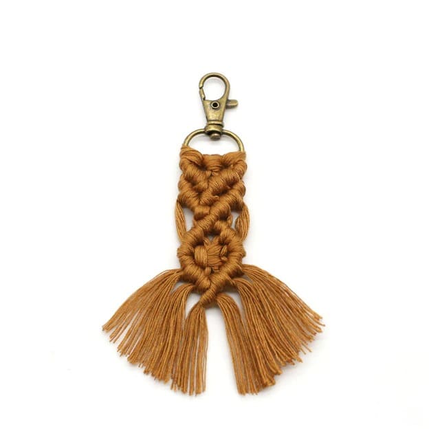 Petit porte clé macramé marron vintage