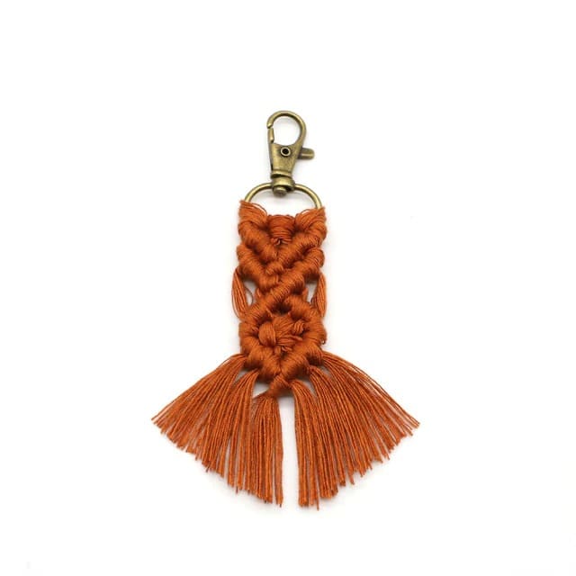 Petit porte clé macramé orange