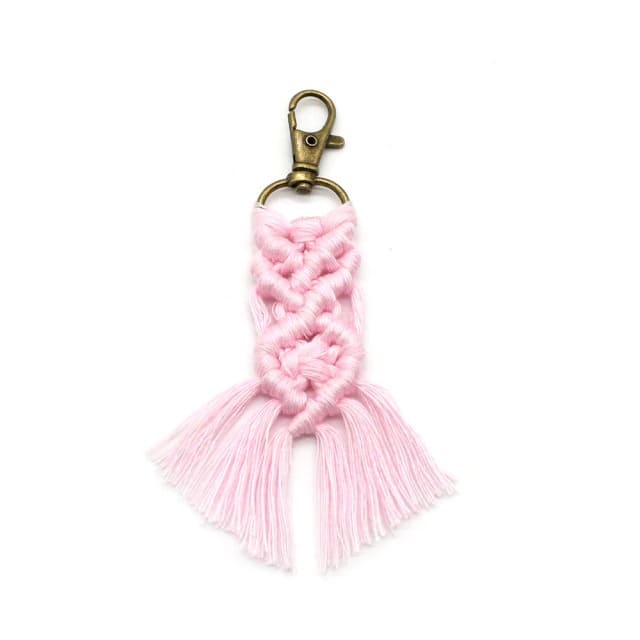 Petit porte clé macramé rose