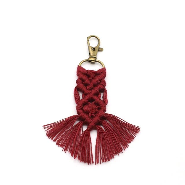 Petit porte clé macramé rouge bordeaux