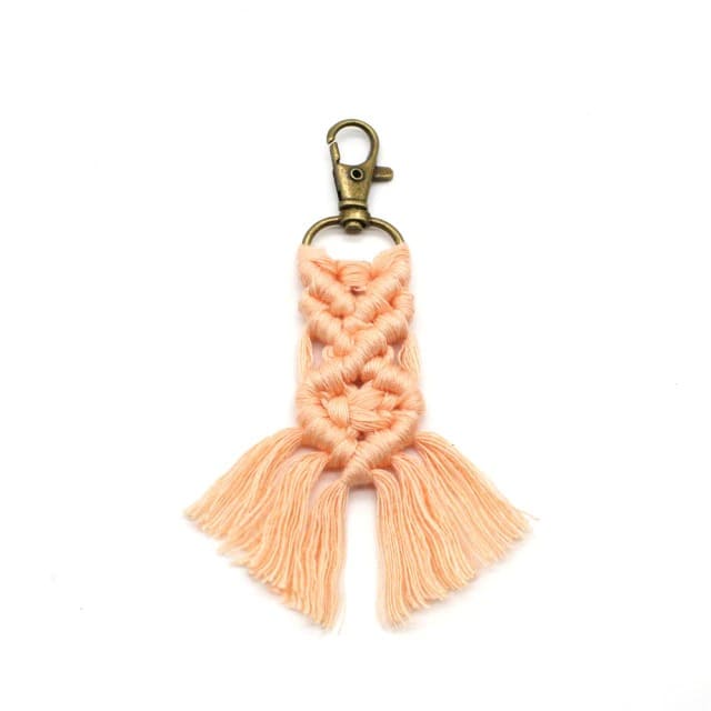 Petit porte clé macramé rose samon